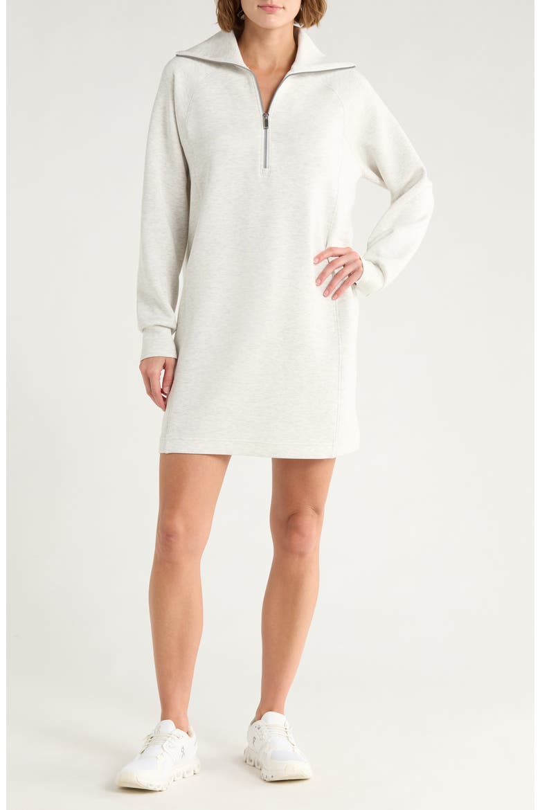 Heathered Half Zip Long Sleeve Dress, Main, color, VIVID HEATHER