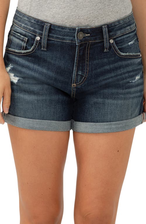 SILVER JEANS CO. SILVER JEANS CO. CURVY MID RISE DENIM BOYFRIEND SHORTS