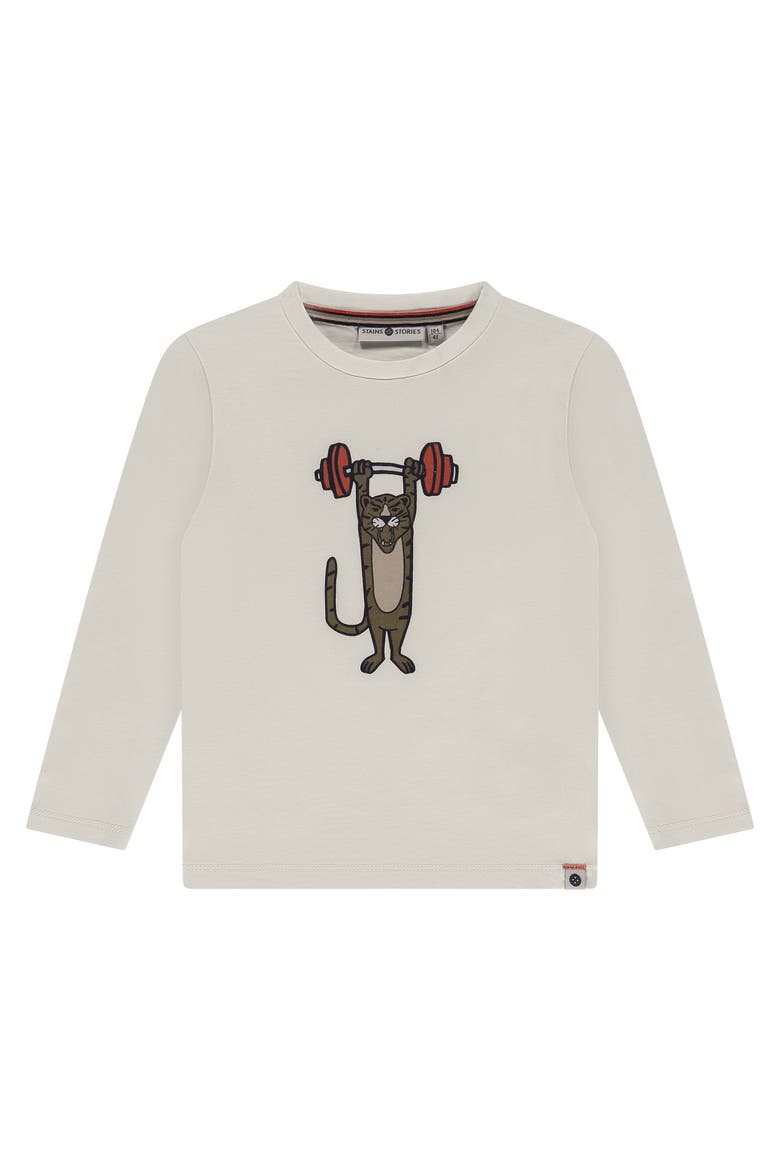 Weightlifting Tiger Long Sleeve T-Shirt, Main, color, Off White
