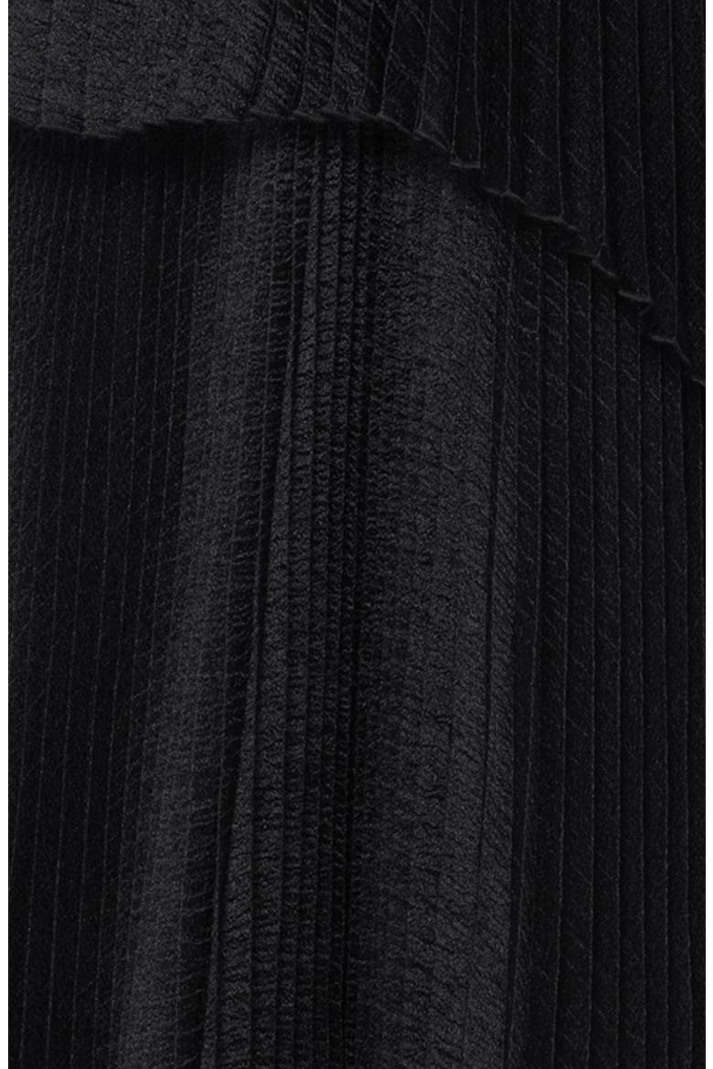 Fan Pleated Tulle Gown, Alternate, color, BLACK