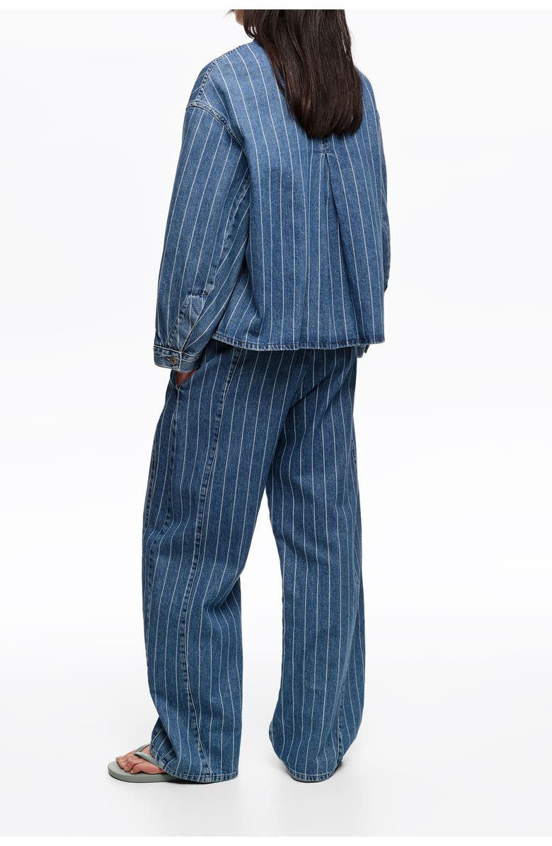 Bimba y Lola Striped Barrel Jeans With Buckle, Alternate, color, Denim Blue