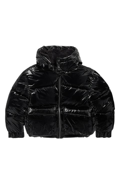 Kids' Faux Shearling & Shimmer Puffer Jacket (Big Kid)