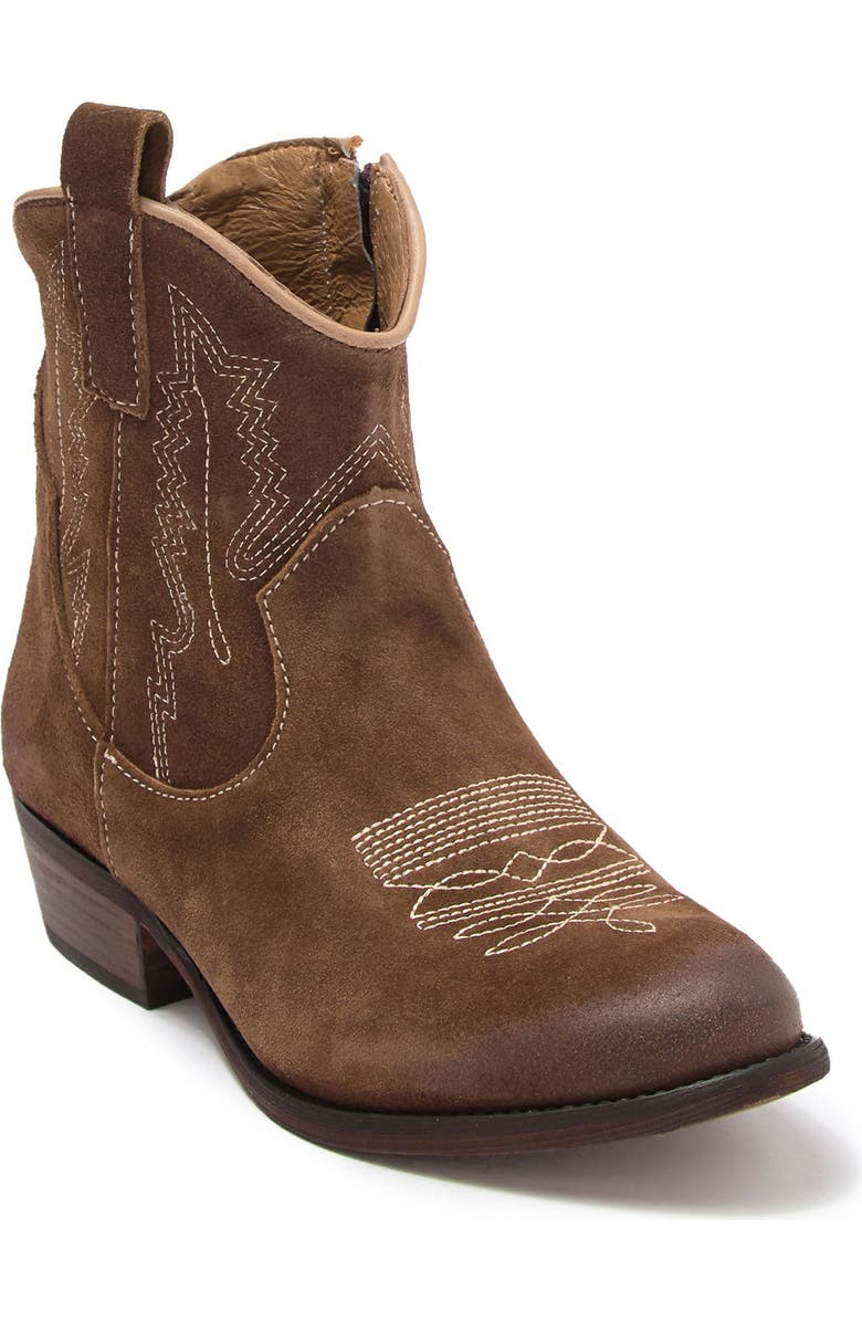 Artisan Crafted By Zigi Mireya Western Ankle Bootie, Main, color, Brwn Suede
