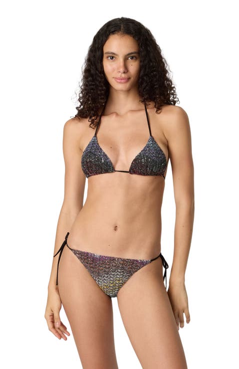 Mixed Viscose Lamé Bikini With Sequins