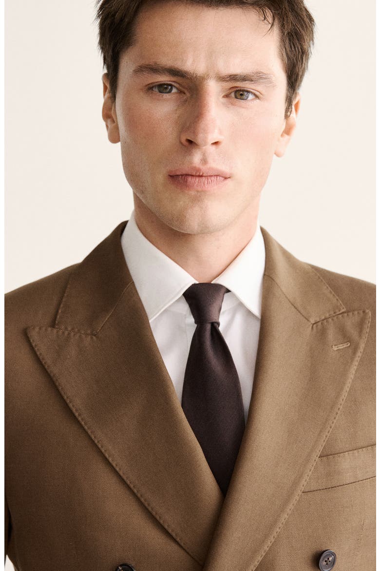 Double Breasted Slim Fit Jacket, Alternate, color, TOBACCO BROWN