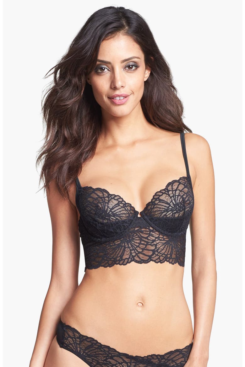 Underwire Longline Mesh Bra, Main, color, BLACK
