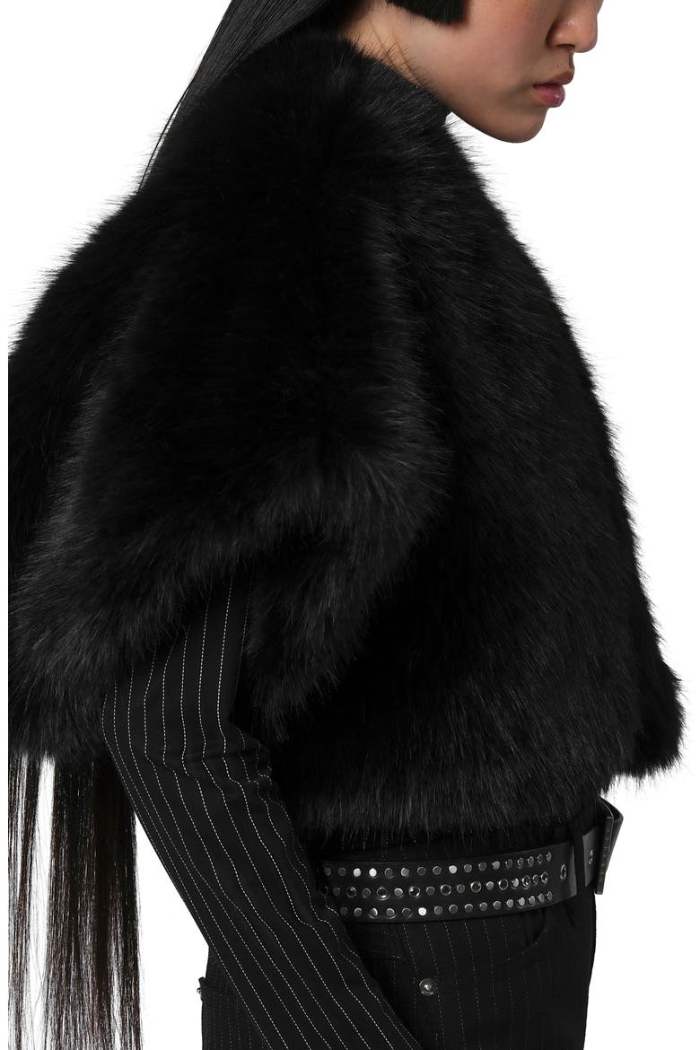 Devin Faux Sable Fur Shrug, Alternate, color, NOIR