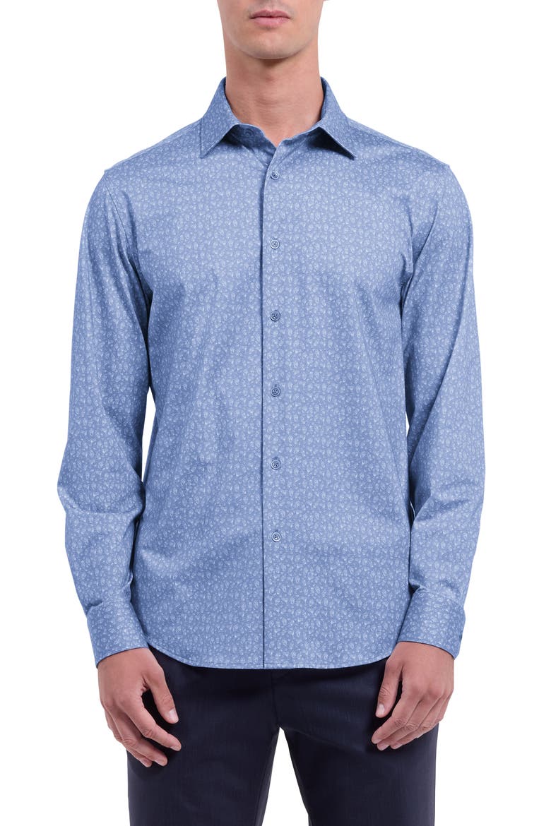 James OoohCotton® Cocktail Print Button-Up Shirt, Main, color, STEEL