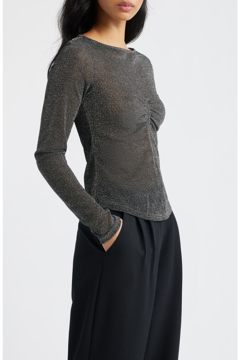 Crystal Clear Sheer Mesh Top, Alternate, color, BLACK / SILVER