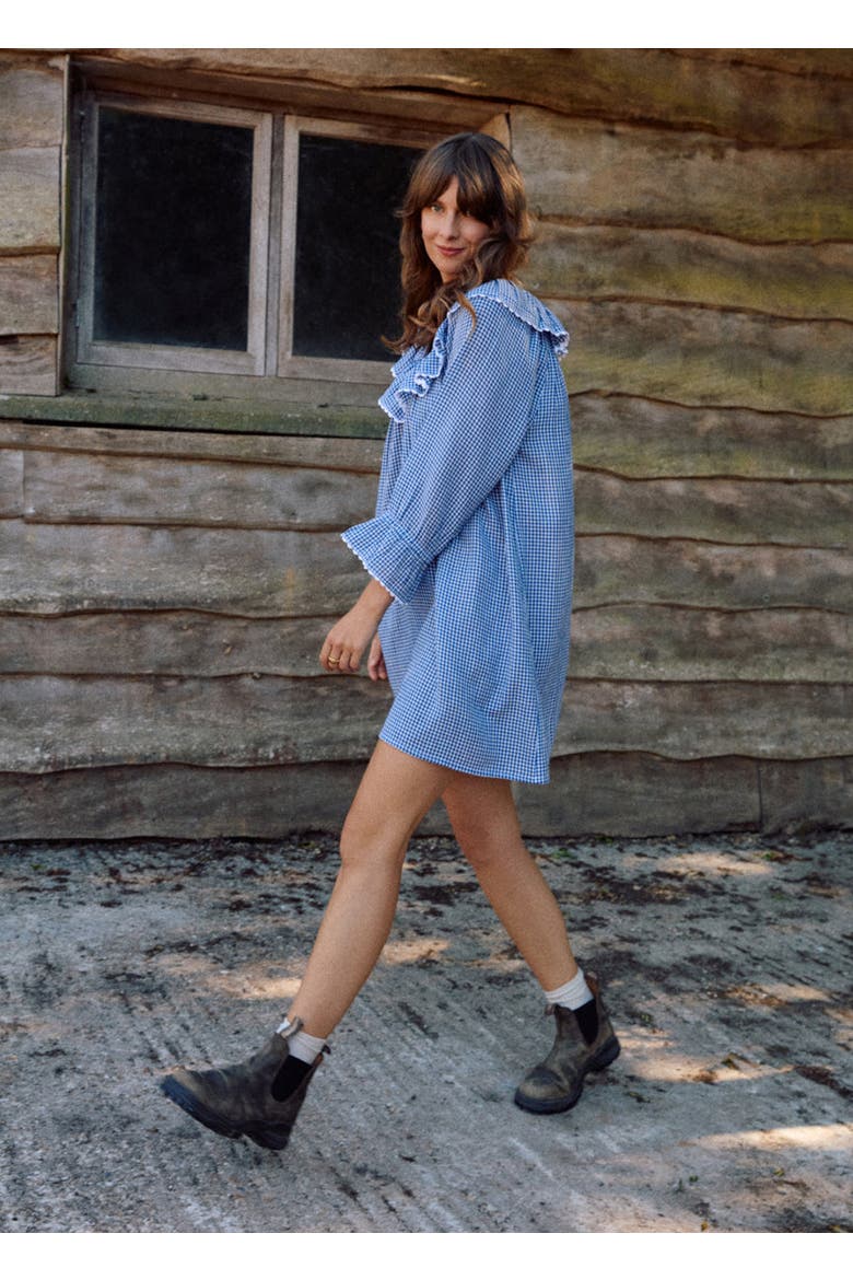 India Nightdress, Alternate, color, Navy Peony Gingham