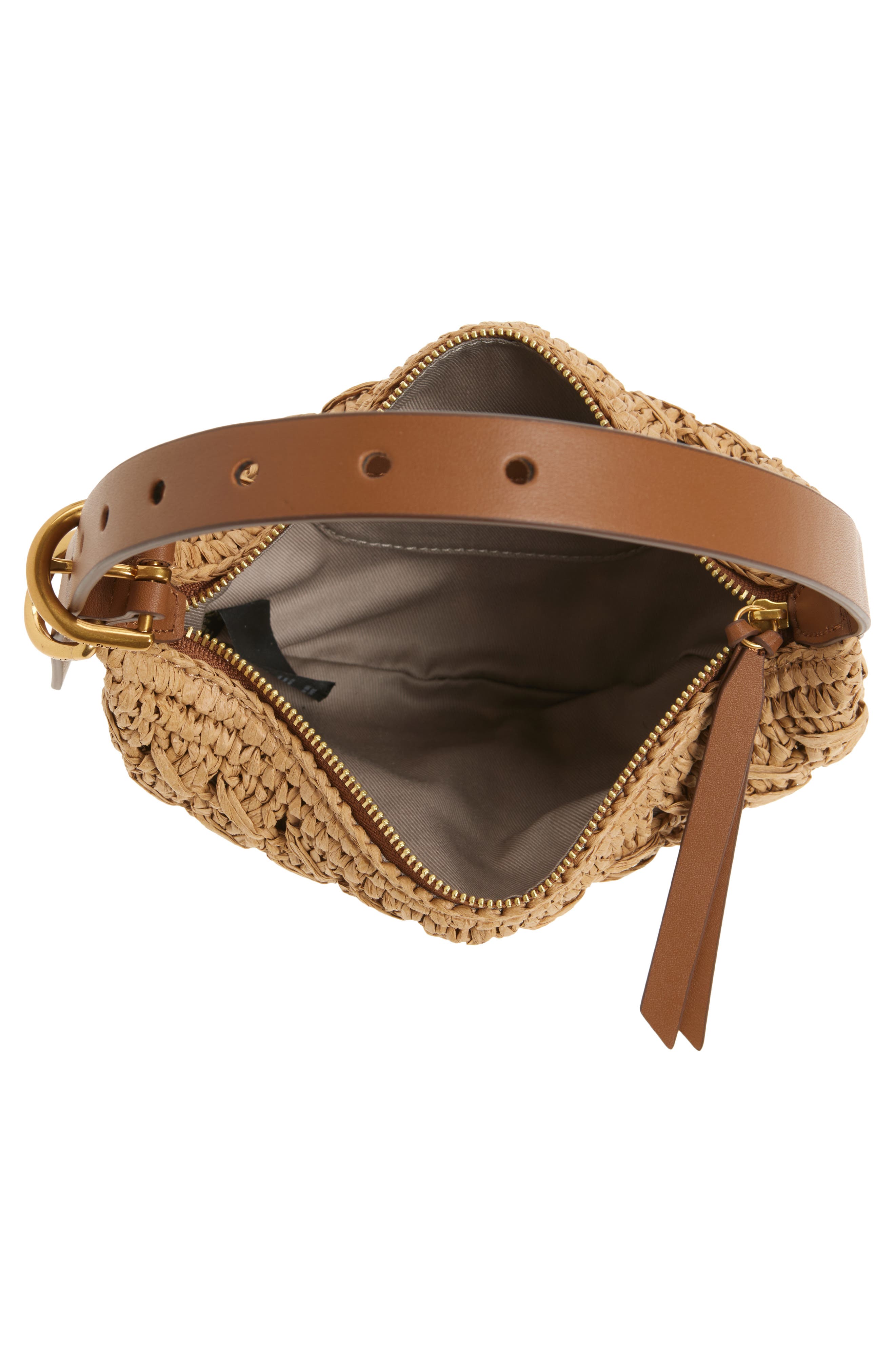 rag & bone Small Mercer Woven Straw Hobo Bag, Alternate, color, Cognac