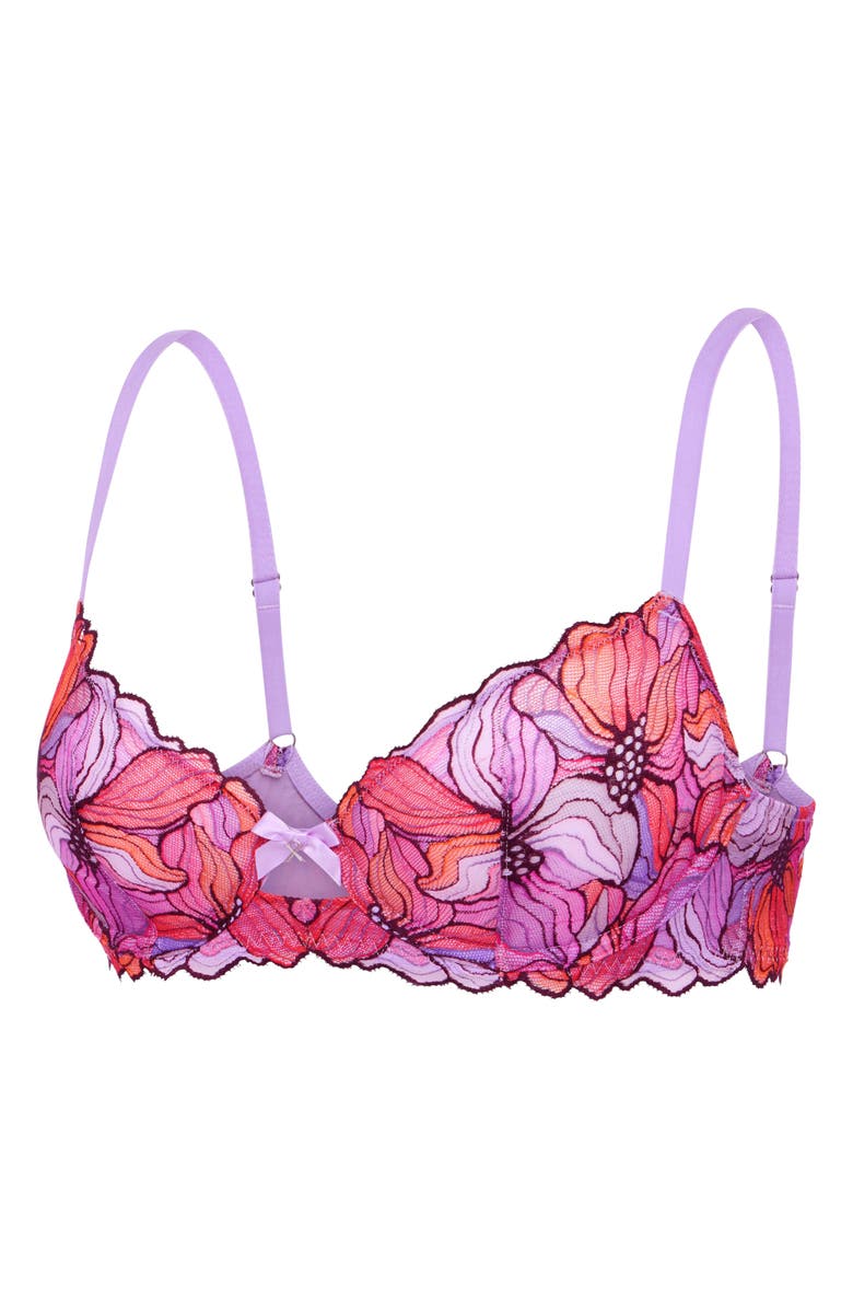 SAVAGE X FENTY Mosaic Floral Lace Unlined Demi Bra, Alternate, color, Purple Opal