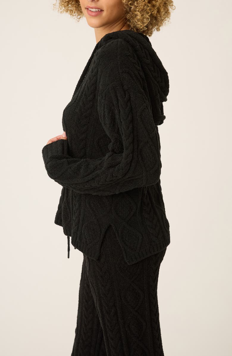 PJ Salvage Cozy Cable Knit Chenille Hoodie, Alternate, color, Black