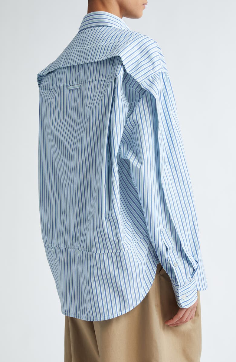Meryll Rogge Boule Stripe Asymmetric Cotton Button-Up Shirt, Alternate, color, 