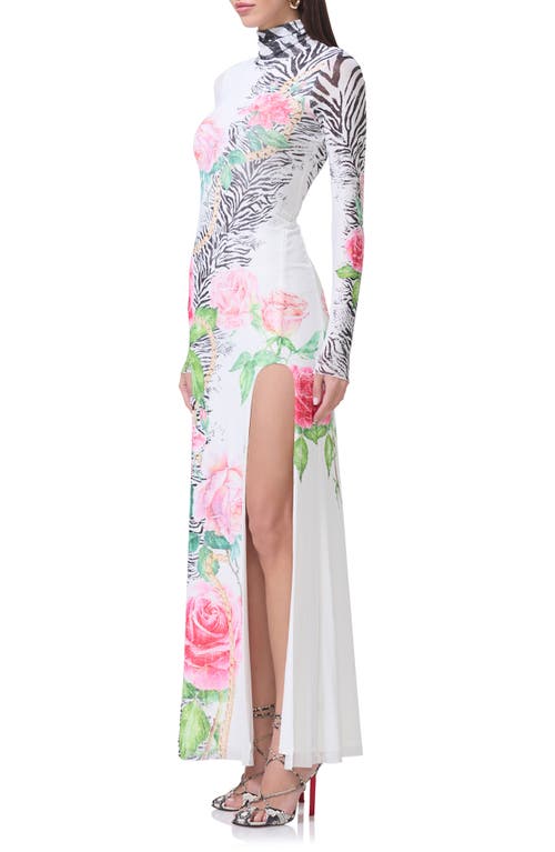 AFRM AFRM SONYA PRINT LONG SLEEVE SHEER MESH MAXI DRESS 
