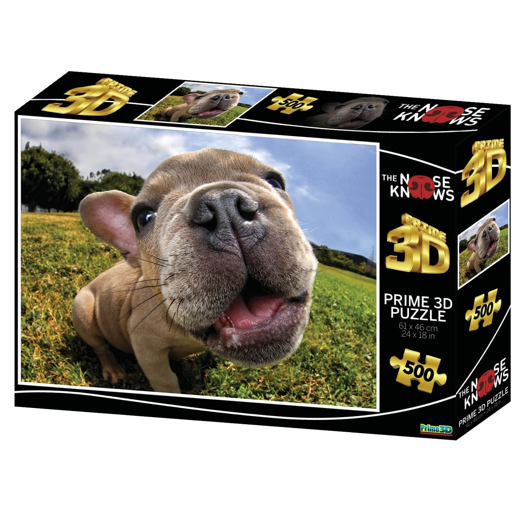 PowerHouse Toys LLC Pugsley The Nose Knows Super 3D 500 Piece Jigsaw Puzzle For Adults And Kids in Multi-Color 