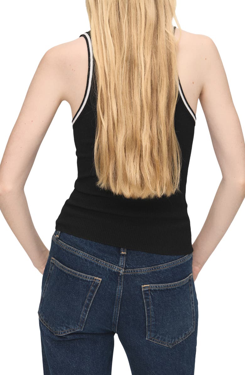 MANGO Tipped <br /><br />Tipped Knit Tank, Alternate, color, Black