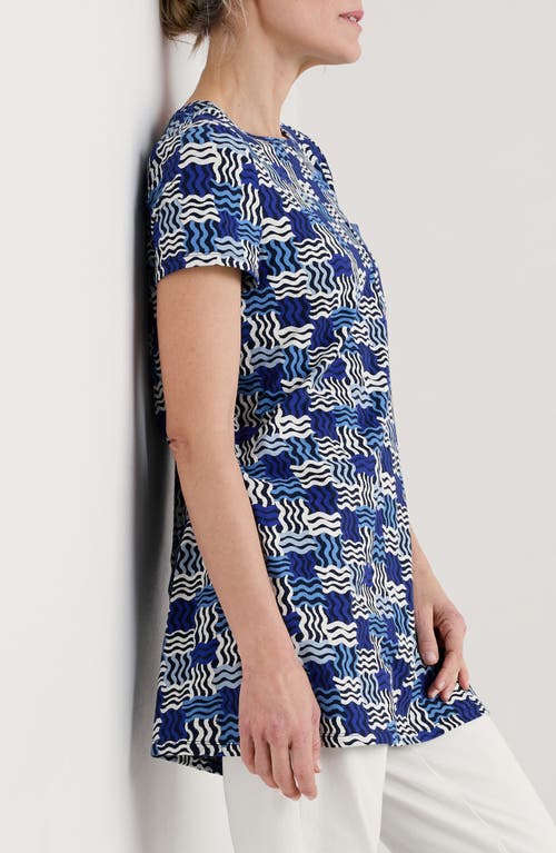 Seasalt Cornwall Bowithick Cotton Jersey Tunic In Weaving Waves Yacht