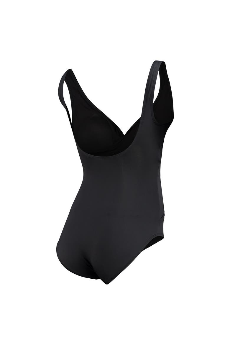 Women's Tommy Bahama Black Tampa Bay Buccaneers Pearl Clara Wrap One-Piece Swimsuit, Alternate, color, Black