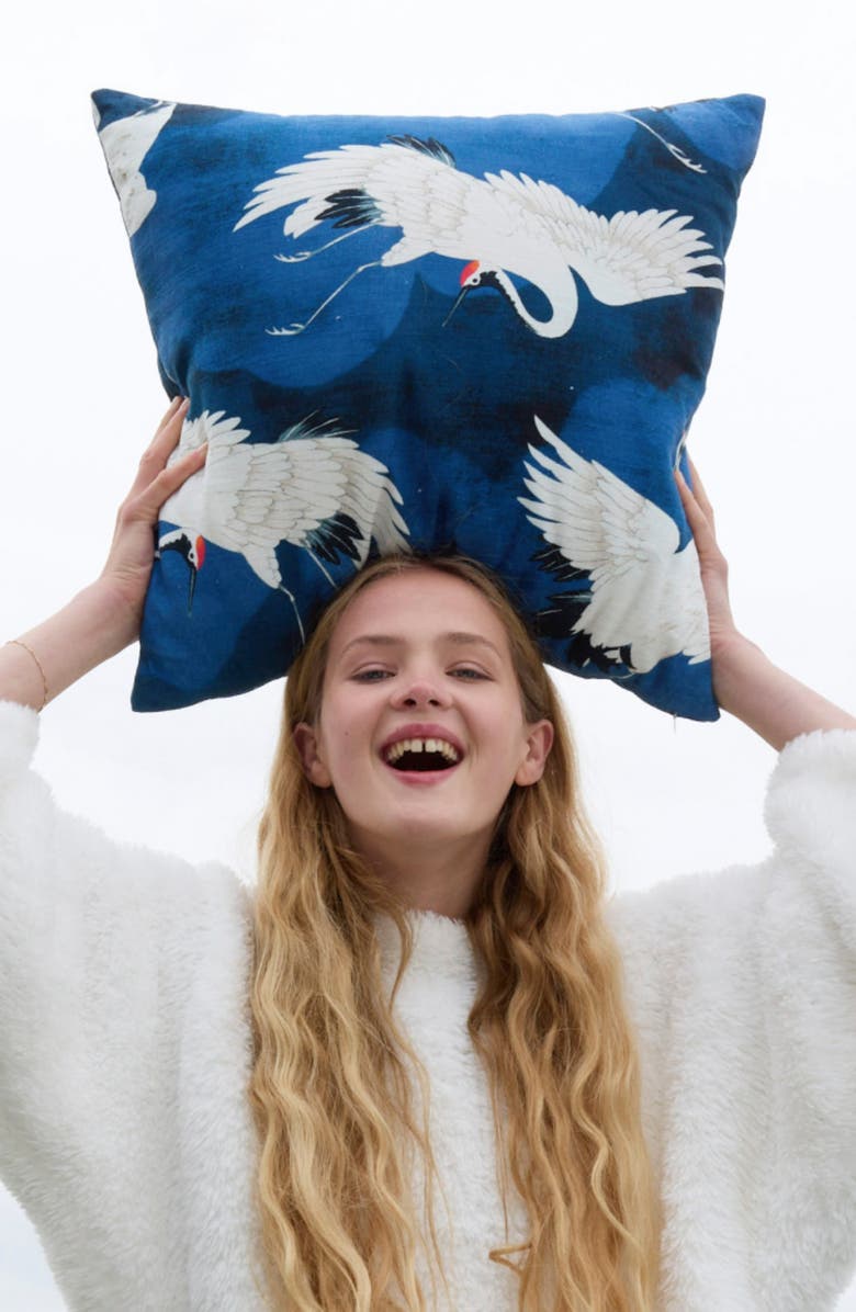 Sunday Citizen Crane in the Clouds Big Throw Pillow, Alternate, color, 