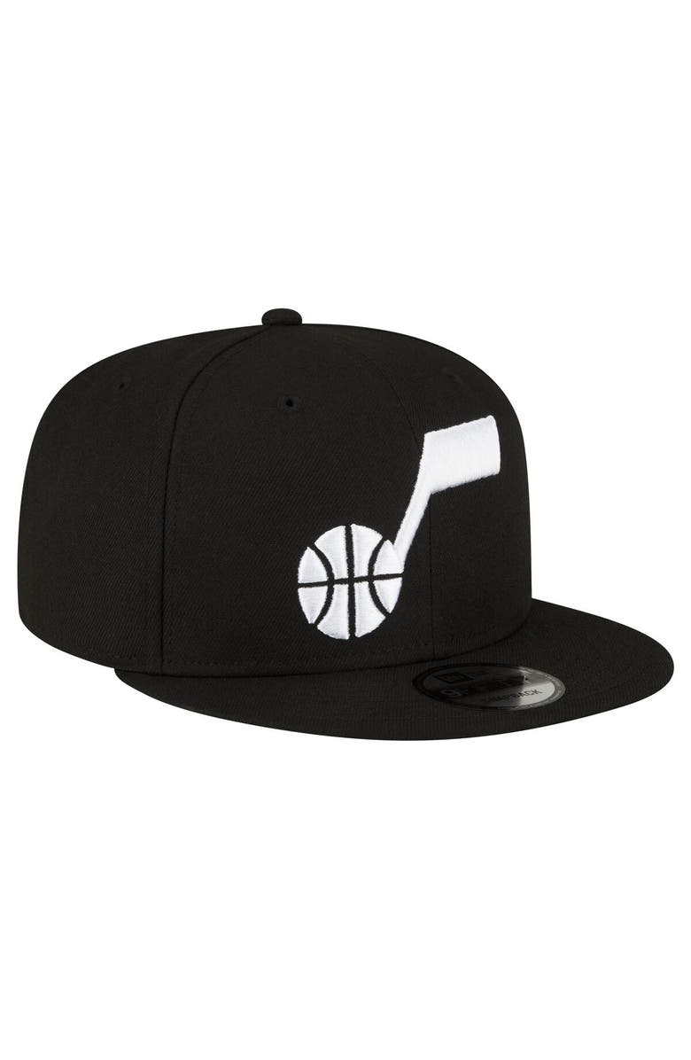 New Era Men's New Era Utah Jazz Black & White 9FIFTY Snapback Hat, Alternate, color, 