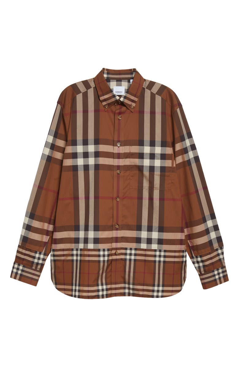 Burberry Men's Causton Contrast Check Button-Down Shirt, Alternate, color, 
