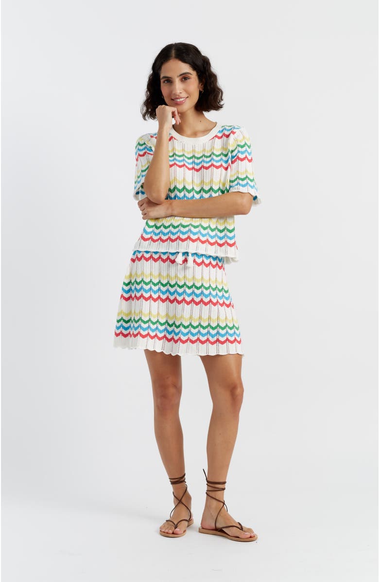 Chinti & Parker Cotton Chevron Stitch T-Shirt, Alternate, color, Cream