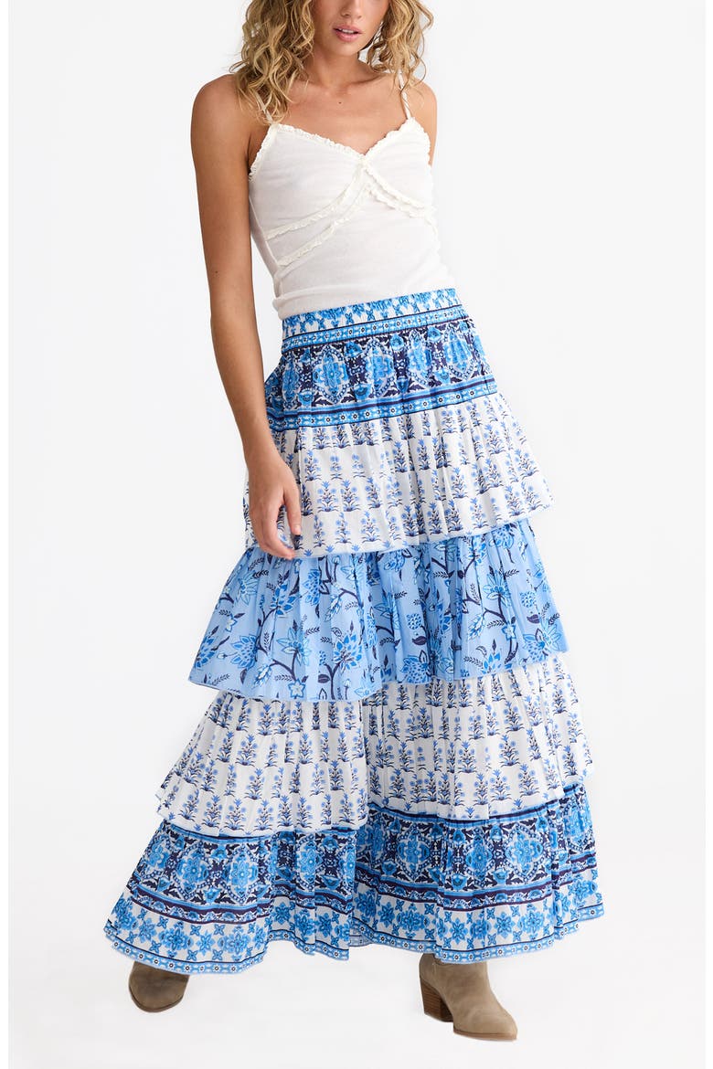 Ariel Tiered Maxi Skirt, Alternate, color, BLUEBERRY FIELDS