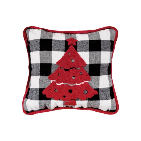 Christmas Franklin Farm Tree Tufted Plaid Accent Pillow, 12" x 12"