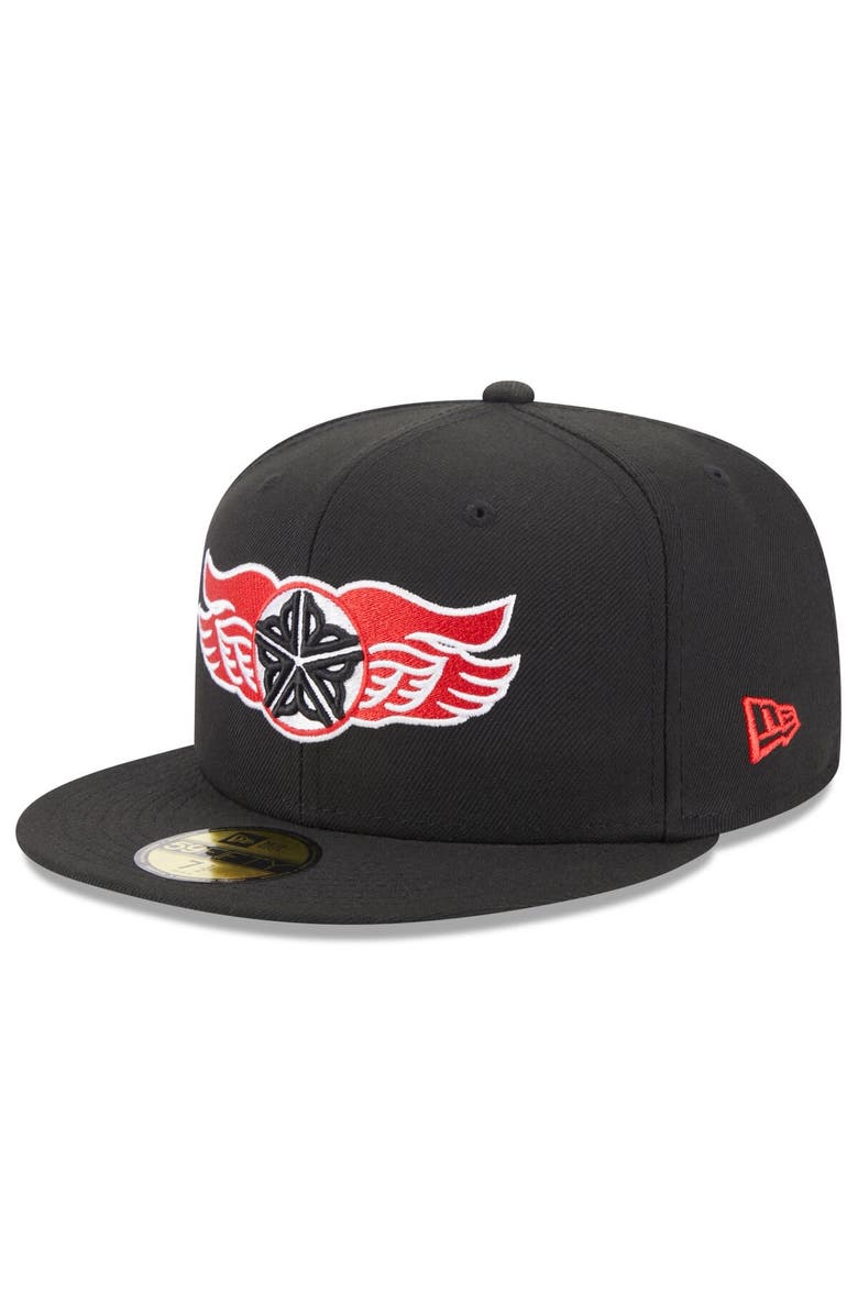 New Era Men's New Era Black Rochester Red Wings Authentic Collection Alternate Logo 59FIFTY Fitted Hat, Main, color, Black