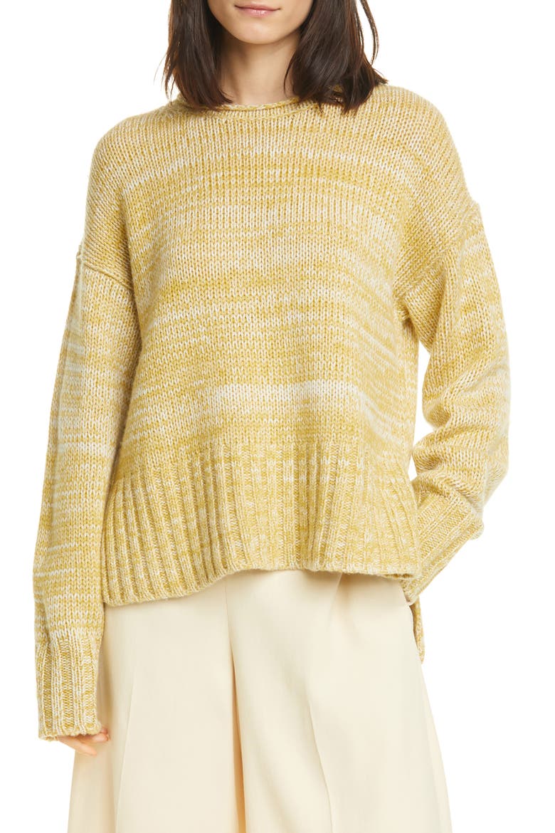 Camuto Marled Slit Sweater, Main, color, OFF WHITE/ MOSS GLOW