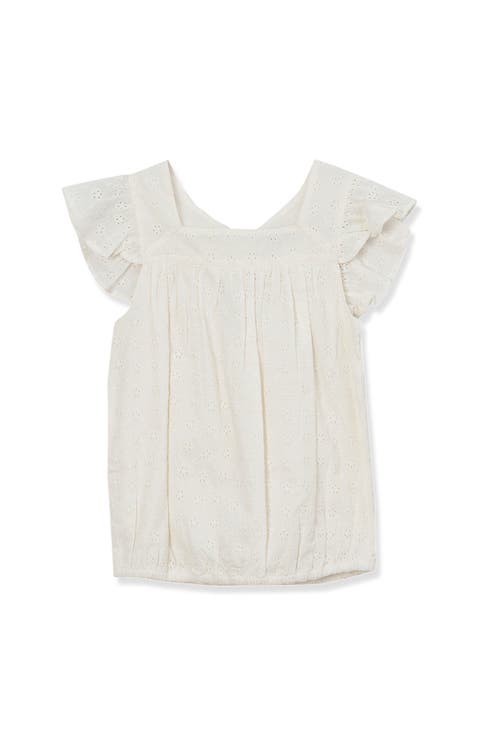 Girls Woven Eyelet Top