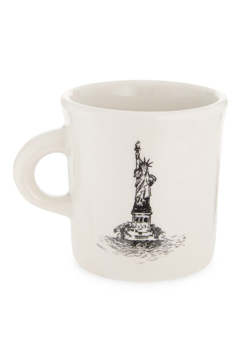 NYC Toile Liberty Dog Mug, Alternate, color, WHITE/ BLACK