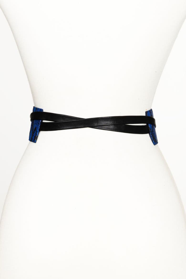 Wrap Leather Belt, Alternate, color, Blue