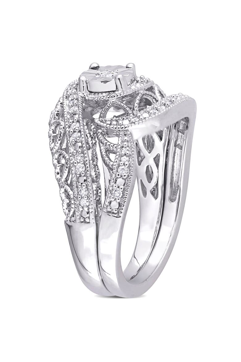 Diamond Vintage Bridal Ring, Alternate, color, Sterling Silver