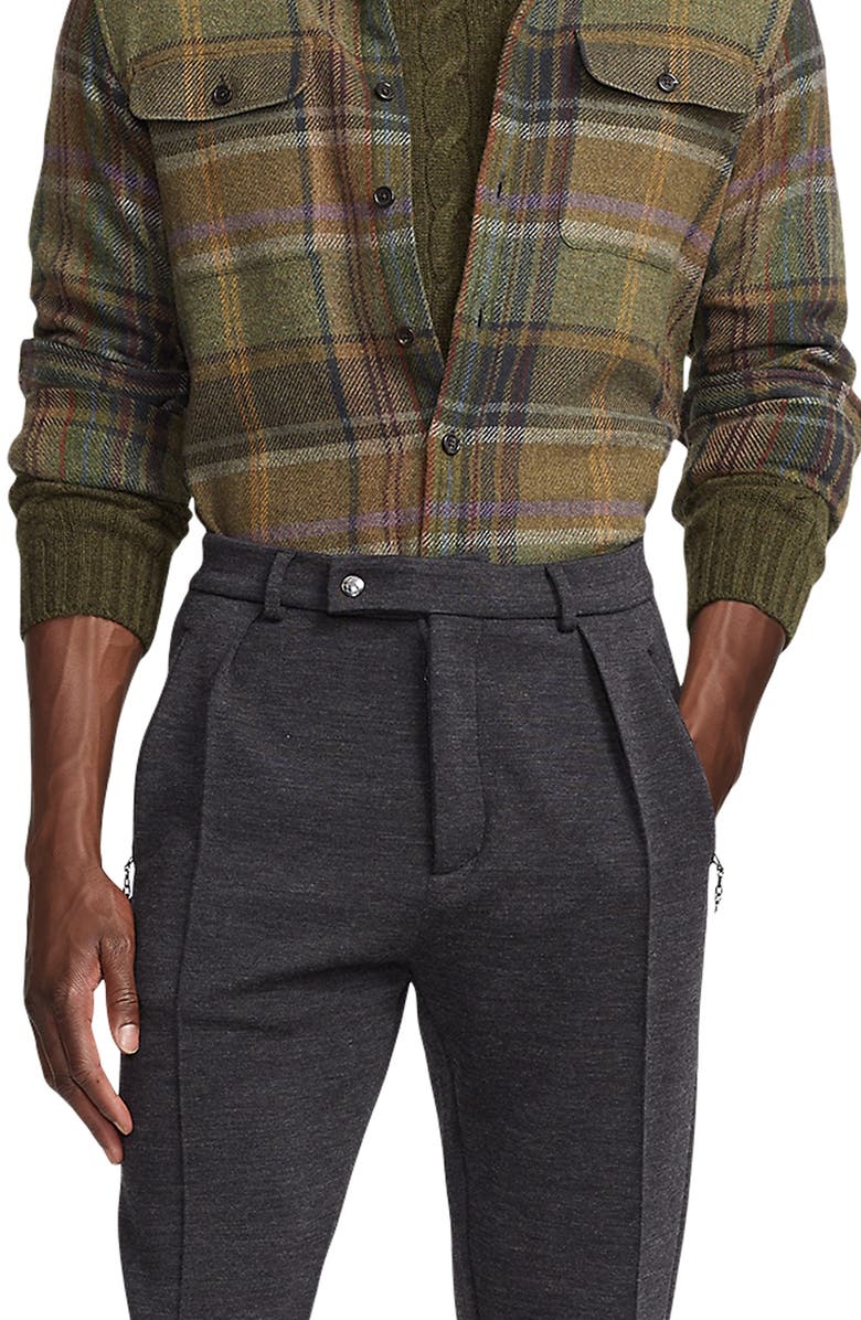 Ralph Lauren Purple Label Bradley Blanket Plaid Wool & Cashmere Button-Up Shirt, Alternate, color, 