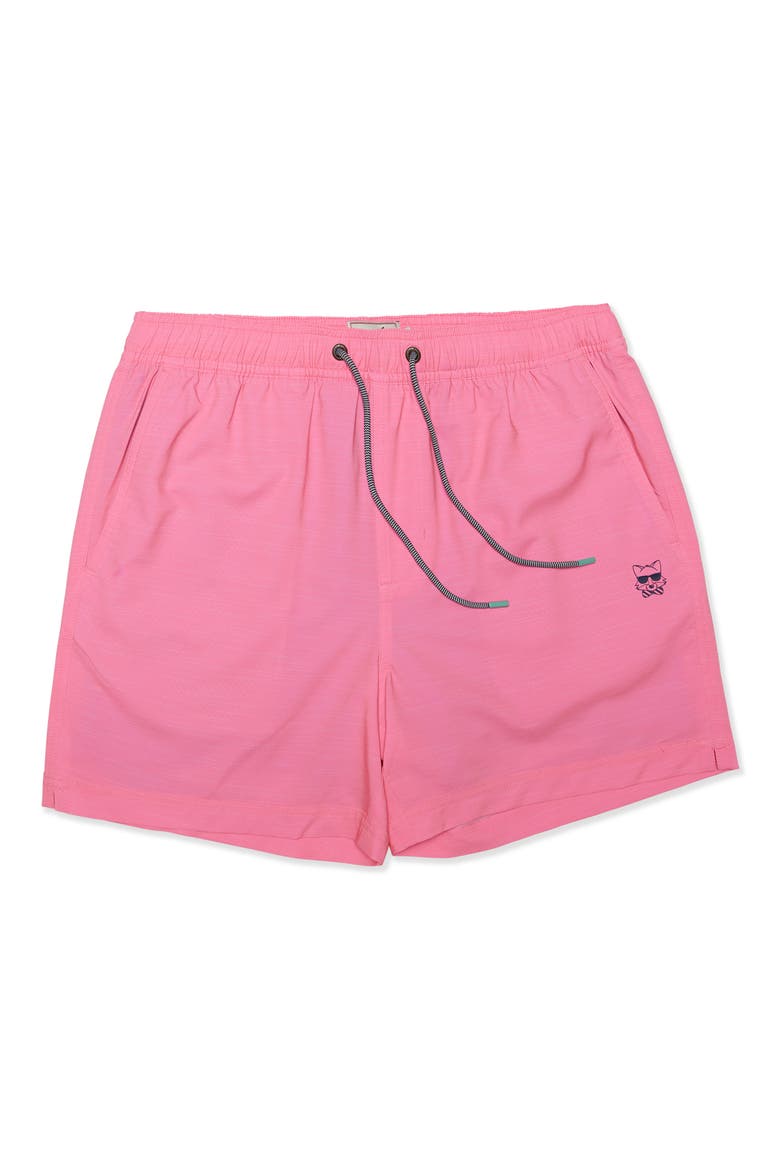 Happy Hour Solid Swim Trunks, Main, color, NEON PINK