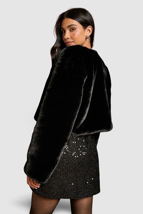 Coast Edge To Edge Faux Fur Coat In Black
