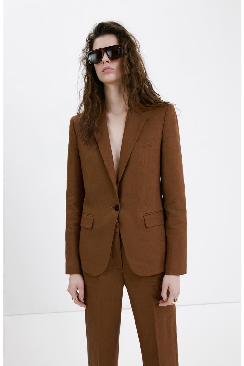 Linen Suit Pants, Alternate, color, BROWN