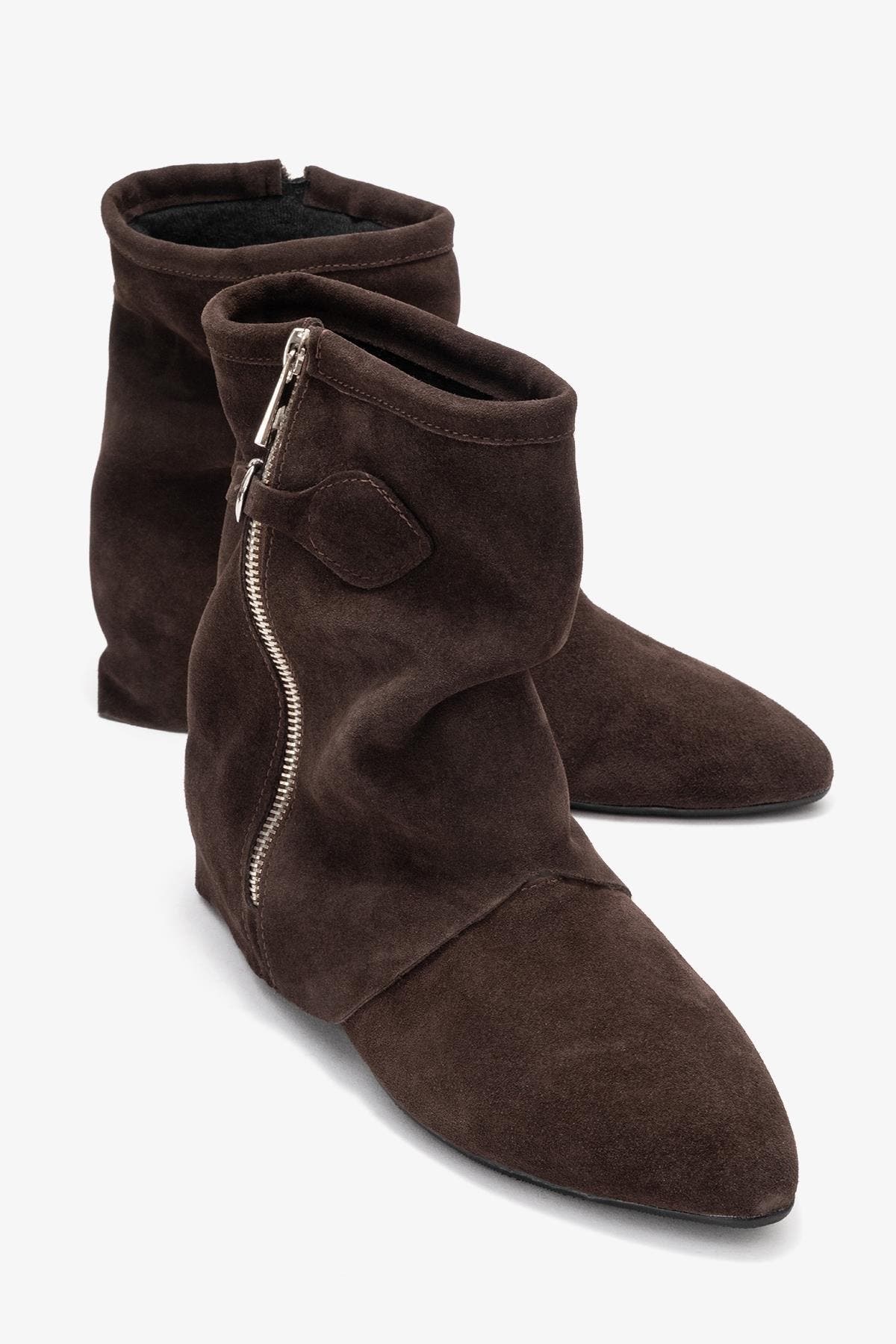 Forever & Always Shoes Noar Leather Zip Boot, Alternate, color, Brown Suede Leather