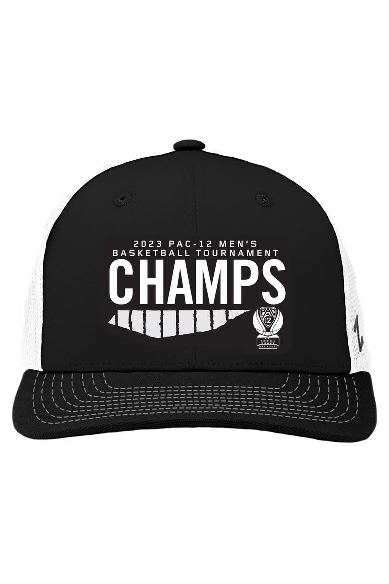 Black Arizona Wildcats 2023 PAC-12 Men's Basketball Conference Tournament Champions Locker Room Adjustable Hat, Main, color, Black