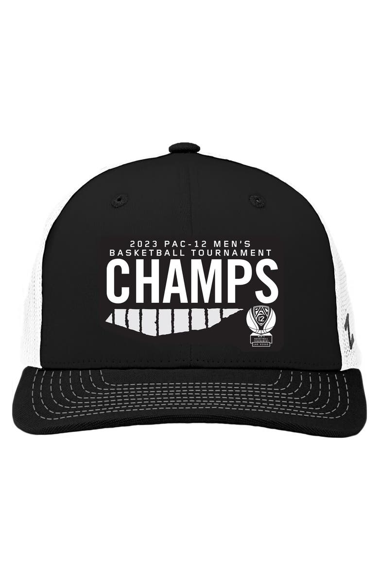 ZEPHYR Black Arizona Wildcats 2023 PAC-12 Men's Basketball Conference Tournament Champions Locker Room Adjustable Hat, Main, color, 