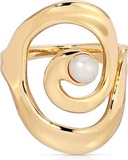 Ettika Aura Swirl Freshwater Pearl Statement Ring