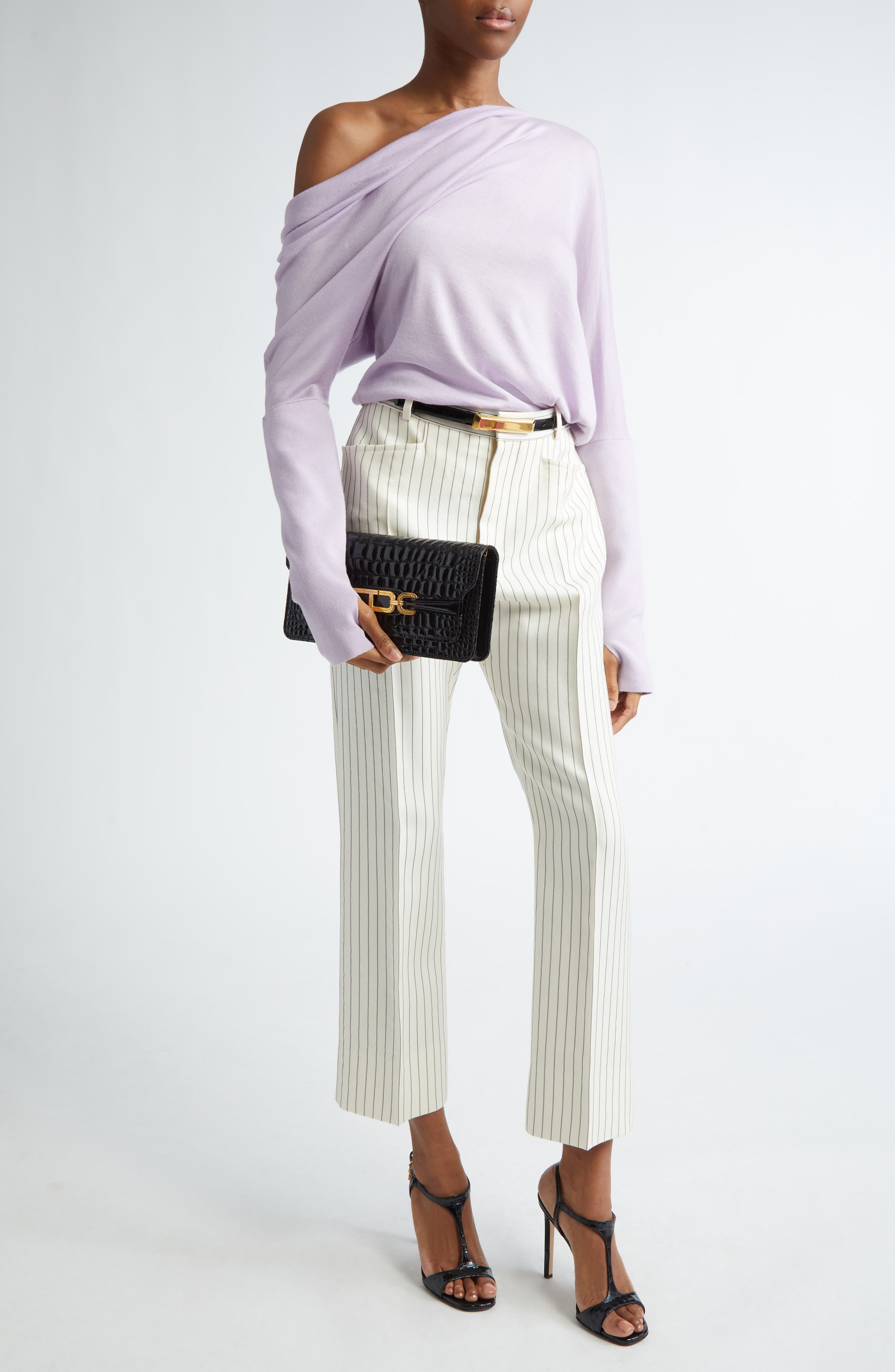 TOM FORD Small Croc Embossed Patent Leather Shoulder Bag, Alternate, color, 