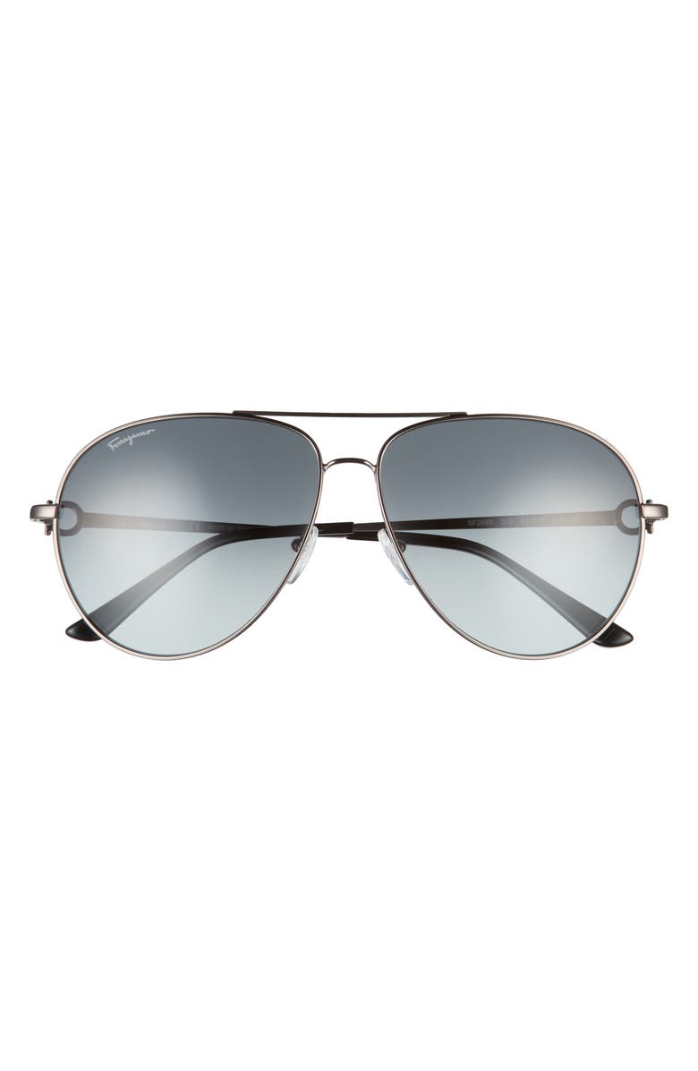 FERRAGAMO 61mm Timeless Aviator Sunglasses, Main, color,