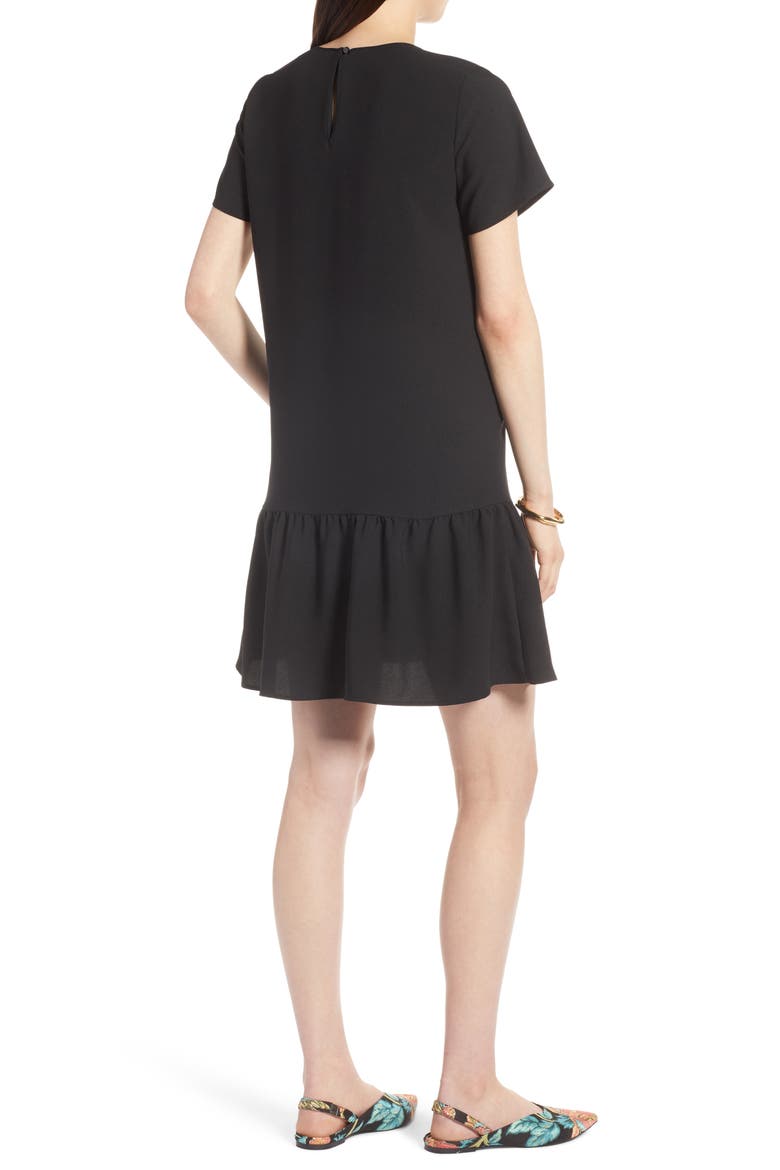 Short Sleeve Ruffle Hem Dress, Alternate, color, BLACK