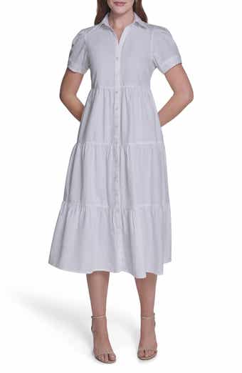 Short Sleeve Cotton Tiered Maxi Dress