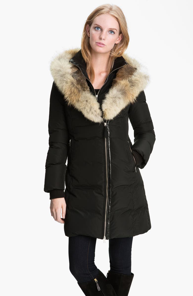 Mackage Long Down Coat with Genuine Coyote & Rabbit Fur, Main, color, 