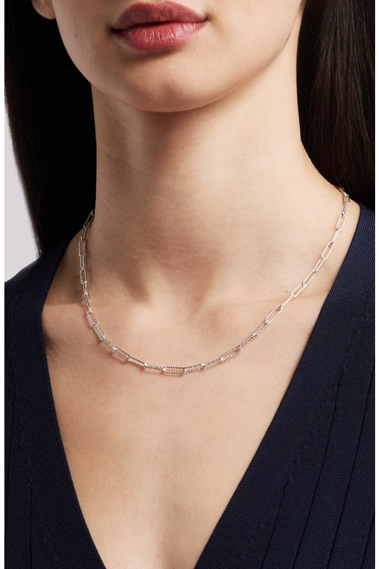 Demi Fine Faceted Paper Clip Chain Necklace, Alternate, color, STERLING SILVER PLATED