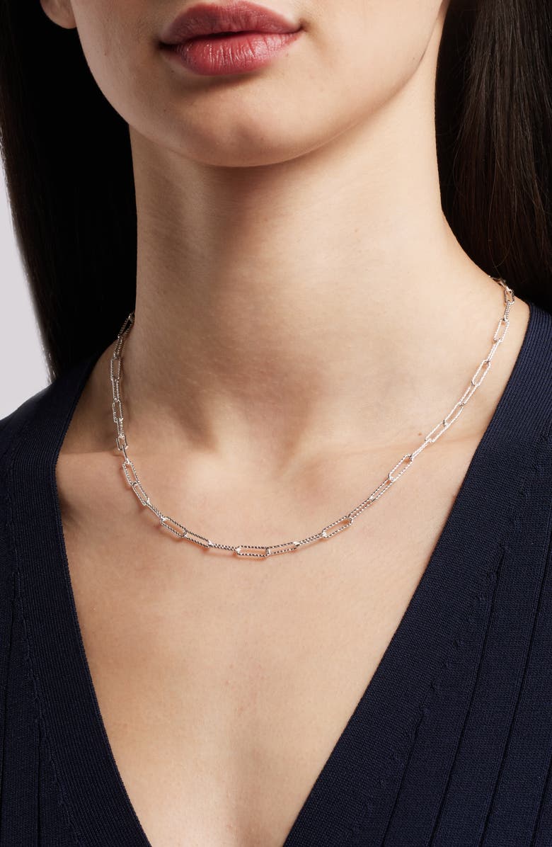 Nordstrom Demi Fine Faceted Paper Clip Chain Necklace, Alternate, color, Sterling Silver Plated